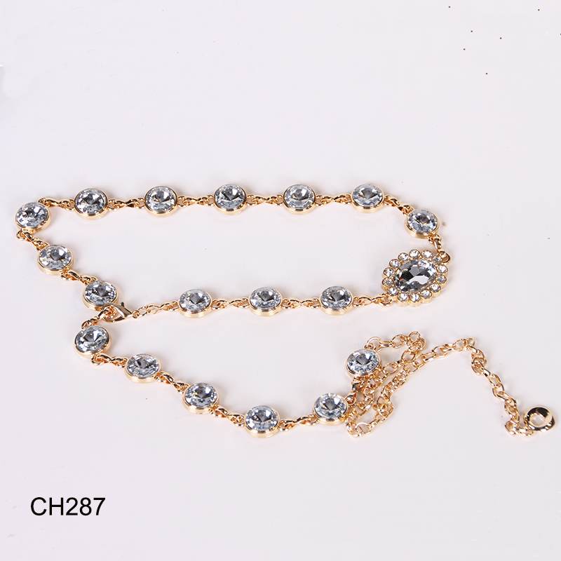 Popular rhinestone adjustable gold chain belt for dress nice belt chain belts for jeans